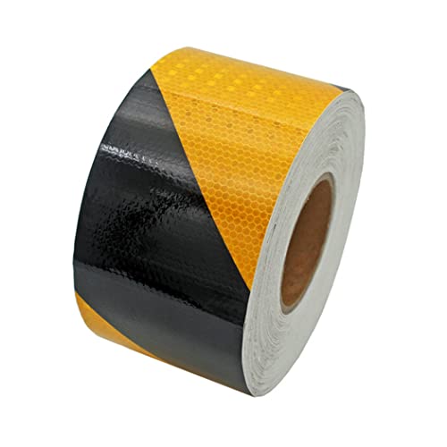 Reflektierendes Band für den Außenbereich, wasserd Reflektierendes Klebeband Warnband Nacht Selbstklebendes Außenmarkierungsaufkleber 10 cm × 50 Meter(Black and Yellow) von WDBDFCD