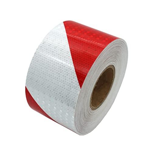 Reflektierendes Band für den Außenbereich, wasserd Reflektierendes Klebeband Warnband Nacht Selbstklebendes Außenmarkierungsaufkleber 10 cm × 50 Meter(Red and White) von WDBDFCD