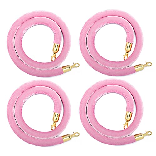 Samt-Stangenseil， 4er-Pack Absperrseile aus Samt, Pfostenständer-Hängeseil mit weichem Schaumstoffkern und Schnappenden(Pink,90cm/35in) von WDBDFCD