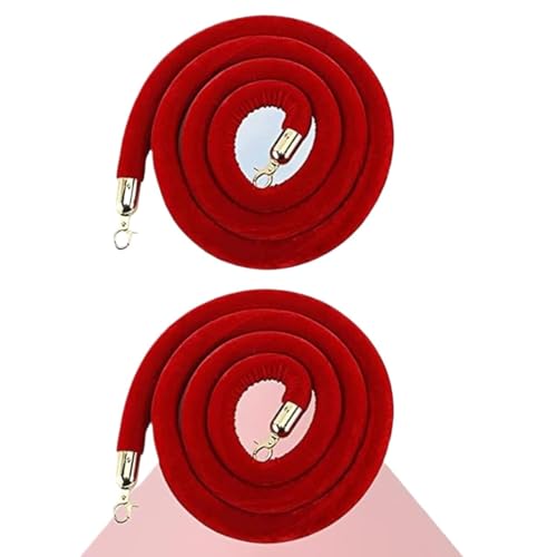Samt-Stangenseil， 5 Fuß Samt-Absperrseil, rotes Seil for Kinos(Red Gold Hooks,3.3ft/100cm) von WDBDFCD