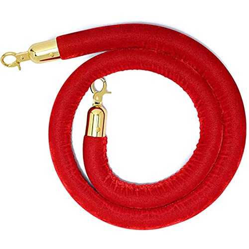 Samt-Stangenseil， Absperrseil aus Samt for Autoshows, Teppichveranstaltungen, Warteschlangen-Absperrseil, zur Kontrolle von Menschenmengen(Red1,6ft/185cm) von WDBDFCD