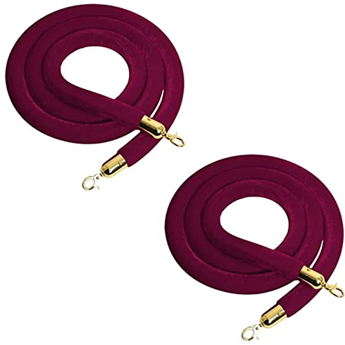 Samt-Stangenseil， Absperrseil mit vergoldetem Haken, for Hotels, Kinos, große Eröffnungen(Dark Red,1.7m/5.5ft) von WDBDFCD