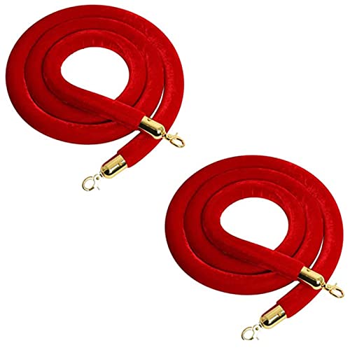 Samt-Stangenseil， Absperrseil mit vergoldetem Haken, for Hotels, Kinos, große Eröffnungen(Light Red,3m/10ft) von WDBDFCD