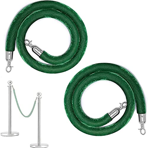 Samt-Stangenseil， Absperrseile zur Kontrolle von Menschenmengen, 2er-Pack, Samtseil for große Eröffnungen, Seilabsperrung(Green,10ft/305cm) von WDBDFCD