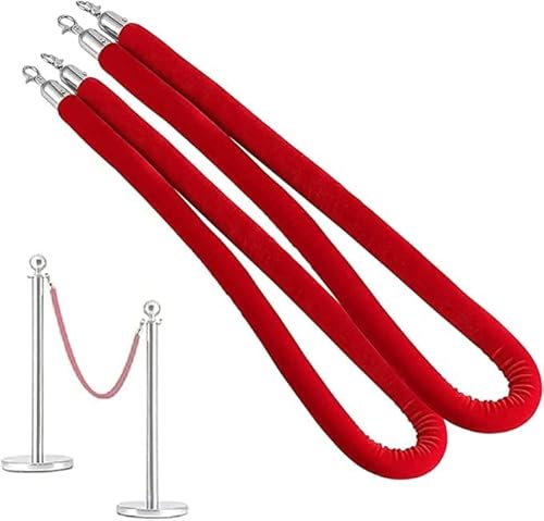 Samt-Stangenseil， Absperrseile zur Kontrolle von Menschenmengen, 2er-Pack, Samtseil for große Eröffnungen, Seilabsperrung(Red,3ft/90cm) von WDBDFCD