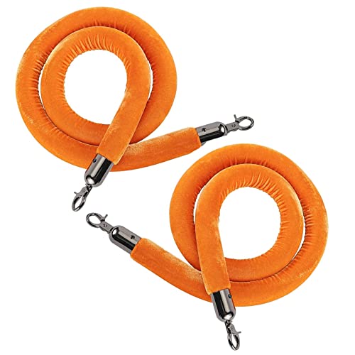 Samt-Stangenseil， Absperrseile zur Kontrolle von Menschenmengen, 2er-Pack, Samtseil for große Eröffnungen, blaue Seilabsperrung(Orange a,3ft/90cm) von WDBDFCD