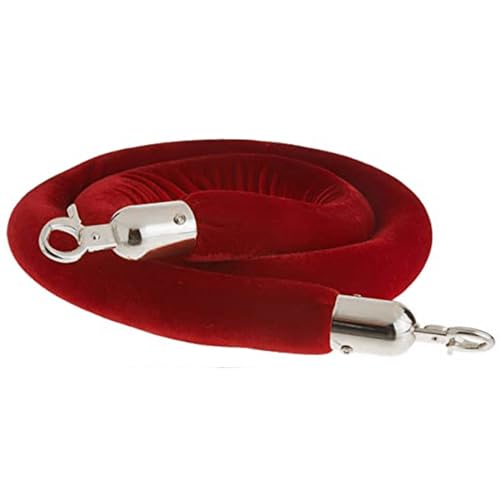 Samt-Stangenseil， Crowd Control Rope, Rotes Samtseil for Warteschlangenteiler, Seilbarriere(Red Silver,0.9m/3ft/36in) von WDBDFCD
