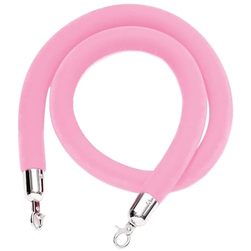 Samt-Stangenseil， Dickes VIP-Samt-Stangen-Absperrseil for die Kontrolle von Menschenmengen in Hotels, Krankenhäusern und Banken(Pink,0.6m/2ft/24in) von WDBDFCD
