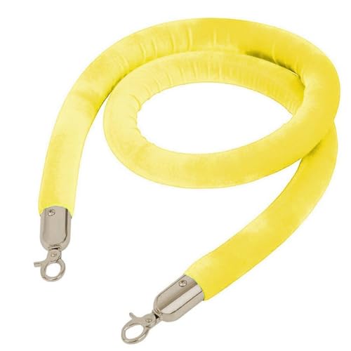 Samt-Stangenseil， Seilabsperrung mit polierten Druckknöpfen, schwarzes Absperrseil for Warteschlangen(Yellow Silver,0.6m/2ft) von WDBDFCD