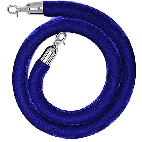 Samt-Stangenseil， Seilabsperrung mit versilberten Haken, dickes Absperrseil Pfosten for Teppichveranstaltungen(Blue,2.2m/7.2ft) von WDBDFCD