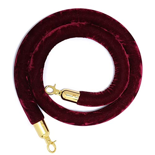 Samt-Stangenseil， Seilabsperrung mit versilberten Haken, dickes Absperrseil Pfosten for Teppichveranstaltungen(Burgundy,6ft/185cm) von WDBDFCD