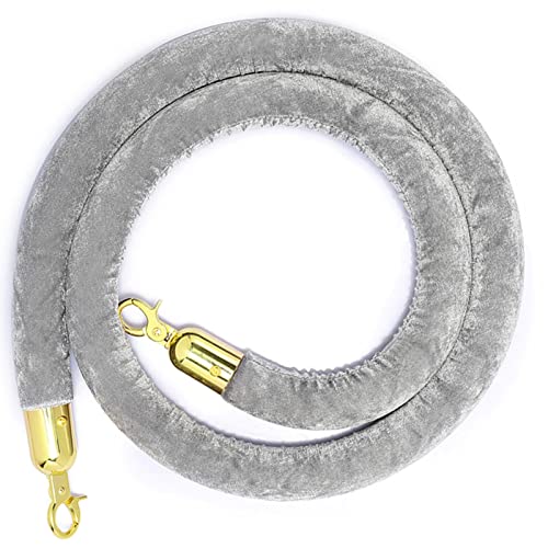 Samt-Stangenseil， Seilabsperrung mit versilberten Haken, dickes Absperrseil Pfosten for Teppichveranstaltungen(Gray,10ft/305cm) von WDBDFCD
