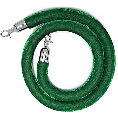 Samt-Stangenseil， Seilabsperrung mit versilberten Haken, dickes Absperrseil Pfosten for Teppichveranstaltungen(Green,2m/6.5ft) von WDBDFCD
