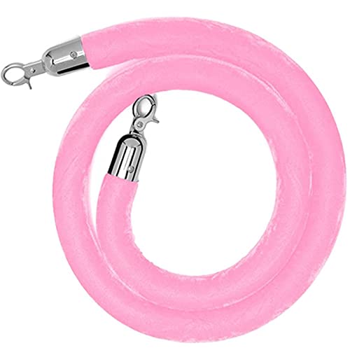 Samt-Stangenseil， Seilabsperrung mit versilberten Haken, dickes Absperrseil Pfosten for Teppichveranstaltungen(Pink,1.9m/6.2ft) von WDBDFCD