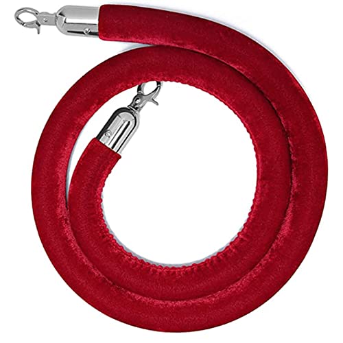 Samt-Stangenseil， Seilabsperrung mit versilberten Haken, dickes Absperrseil Pfosten for Teppichveranstaltungen(Red,1.9m/6.2ft) von WDBDFCD