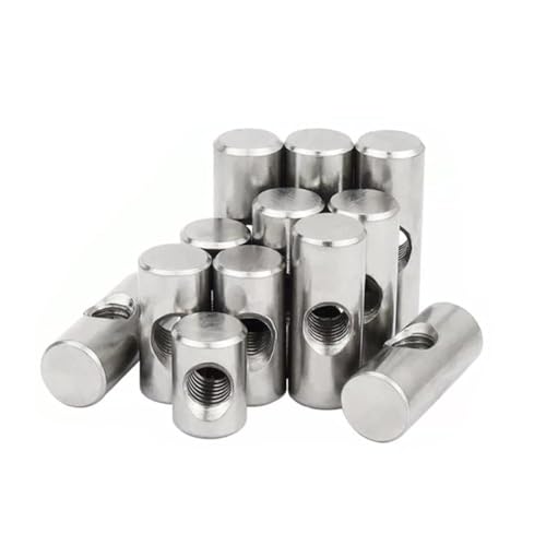 Zylindermuttern, Möbelmuttern, 10 STÜCKE Fassschrauben Kreuzdübel Schlitzbeschläge Bett Oder Stuhl Horizontale Lochmutter M6 M8 L = 11mm-17mm(D10L30 x M6) von WDBDFCD