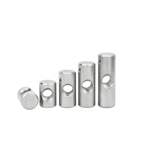 Zylindermuttern, Möbelmuttern, 10 STÜCKE Fassschrauben Kreuzdübel Schlitzbeschläge Bett Oder Stuhl Horizontale Lochmutter M6 M8 L = 11mm-17mm(M4x10x6) von WDBDFCD