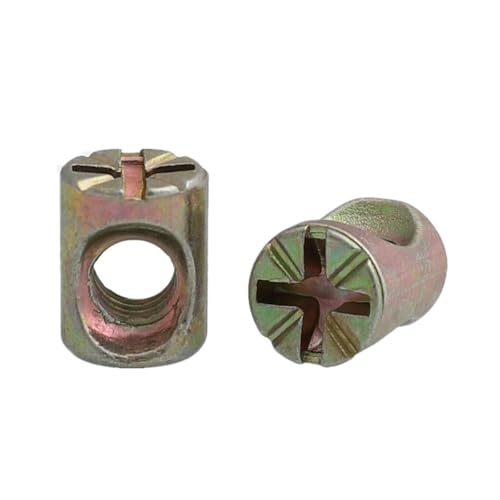 Zylindermuttern, Möbelmuttern, 10 STÜCKE Fassschrauben Kreuzdübel Schlitzbeschläge Bett Oder Stuhl Horizontale Lochmutter M6 M8 L = 11mm-17mm(M6 x 12 mm Crosshead) von WDBDFCD