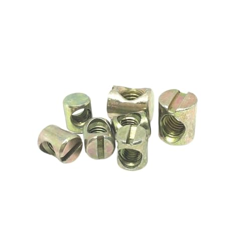 Zylindermuttern, Möbelmuttern, 10 STÜCKE Fassschrauben Kreuzdübel Schlitzbeschläge Bett Oder Stuhl Horizontale Lochmutter M6 M8 L = 11mm-17mm(M6x25) von WDBDFCD