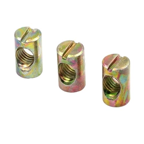 Zylindermuttern, Möbelmuttern, 10 STÜCKE Fassschrauben Kreuzdübel Schlitzbeschläge Bett Oder Stuhl Horizontale Lochmutter M6 M8 L = 11mm-17mm(M8x15mm) von WDBDFCD