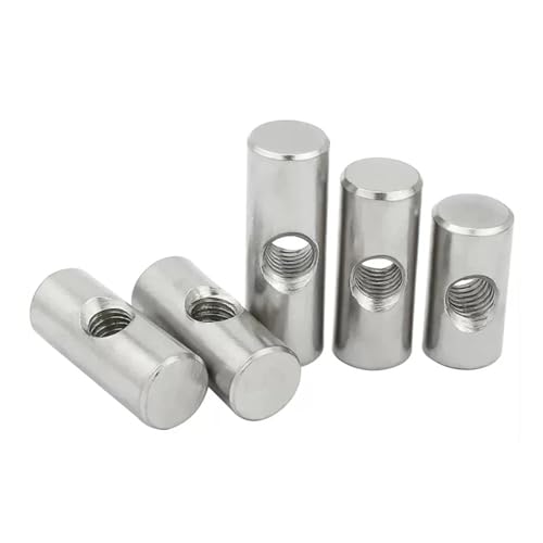 Zylindermuttern, Möbelmuttern, 10 STÜCKE Fassschrauben Kreuzdübel Schlitzbeschläge Bett Oder Stuhl Horizontale Lochmutter M6 M8 L = 11mm-17mm(OD10 M6x18(5PCS)) von WDBDFCD