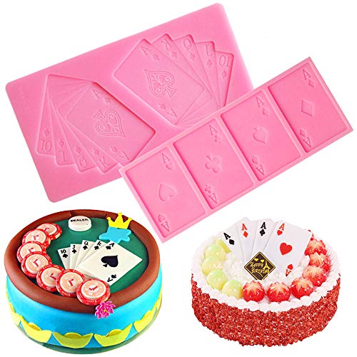 WonDerfulC 2 Stück Spielkarten Silikonform DIY Fondant Ton Seife Formen Schokolade Süßigkeiten Basteln Kuchen Form von WDC