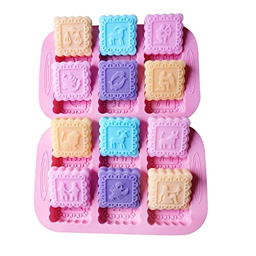 WonderfulC Silikon-Backform für Sternzeichen und zwölf Sternbilder Kuchenform DIY Werkzeug Schokolade Seife Pudding Kuchen handgefertigt Backen (zwölf Konstellation) von WDC