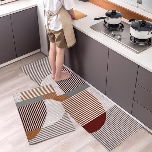 WDCAYQHZ Küchenteppich Teppich Läufer Küchenläufer,Anti-Müdigkeit Teppichläufer,Küchenläufer Waschbar rutschfest Küchenmatte,Carpet für Badezimmer Wohnzimmer Flur(1#,40 * 60+40 * 120cm) von WDCAYQHZ