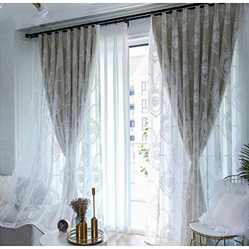 Schwarzer Vorhang mit transparentem Tüll-Panel, doppellagig, Bleistiftfalten, weiche Voile-Spitze, solide Paneele, wärmeisolierte Vorhänge, gefütterte Vorhänge (beige, B 400 x H 220 cm, B 100 x H 250 Schwarzer Vorhang mit transparentem Tüll-Panel, doppellagig, Bleistiftfalten, weiche Voile-Spitze, solide Paneele, wärmeisolierte Vorhänge, gefütterte Vorhänge (beige, B 400 x H 220 cm, B 100 x H 250 von WDCDYQDH
