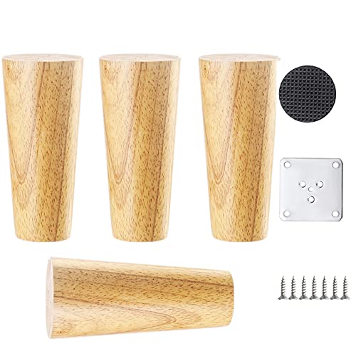 WDCDYQDH 4 Stück Tischbeine aus Massivholz, Möbelmatten, Sofa-Ersatz, mit Montageplatte und Schrauben (schräger Fuß 12 cm) (gerade Füße 15 cm) von WDCDYQDH
