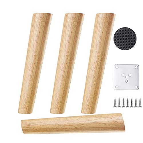 WDCDYQDH 4 Stück Tischbeine aus Massivholz, Möbelmatten, Sofa-Ersatz, mit Montageplatte und Schrauben (schräger Fuß 12 cm, 25 cm) von WDCDYQDH