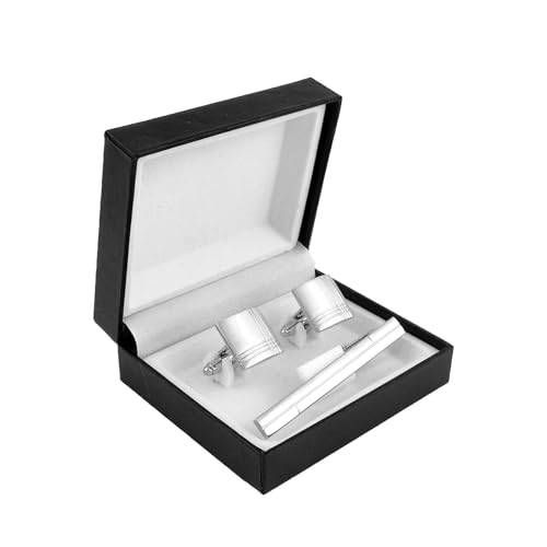 WDCDYQDH EIN gebürstetes Manschettenknopf-Set, quadratischer Manschettenknopf-Clip, Herren-Accessoire (D Hellgrau) von WDCDYQDH
