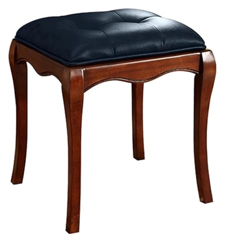 WDCDYQDH Frisiertisch, Hocker, Schminkstuhl, Klavierstuhl, einfaches Esszimmer, Gummiholzrahmen (grau-blau) (dunkelblau, 42 x 38 x 46 cm) von WDCDYQDH