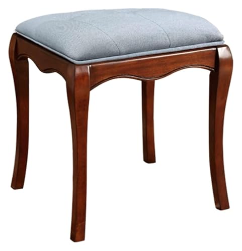 WDCDYQDH Frisiertischhocker, Schminkstuhl, Klavier, Holz, einfacher Esszimmerhocker (Grün) (graublau, 42 x 38 x 46 cm) von WDCDYQDH