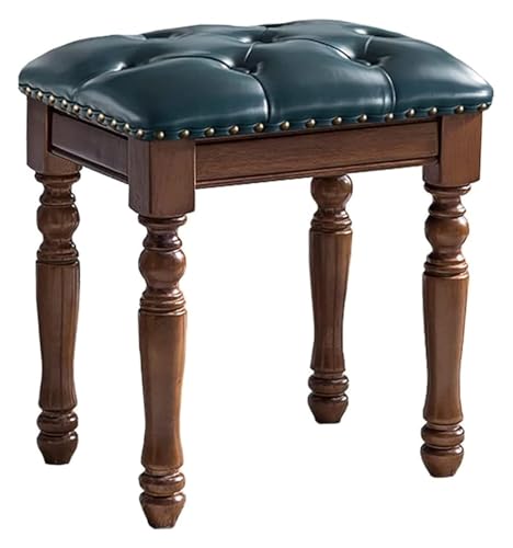 WDCDYQDH Frisiertischhocker, Schminkstuhl, Klavierhocker aus Holz für Schlafzimmer und Empfangszimmer (Braun) (Blau 40 x 30 x 45 cm) von WDCDYQDH