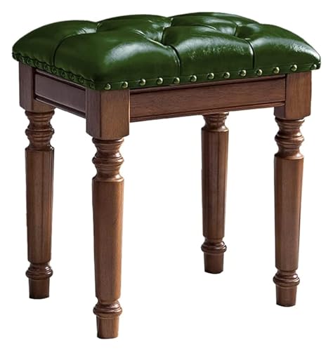 WDCDYQDH Frisiertischhocker, Schminkstuhl, Klavierhocker aus Holz für Schlafzimmer und Empfangszimmer (Braun) (Grün, 40 x 30 x 45 cm) von WDCDYQDH