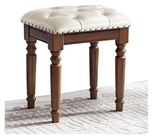 WDCDYQDH Frisiertischhocker, Schminkstuhl, Klavierhocker aus Holz für Schlafzimmer und Empfangszimmer (Braun) (Weiß 40 x 30 x 45 cm) von WDCDYQDH