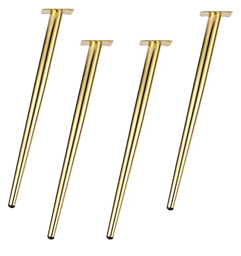 WDCDYQDH Möbelbeine Schrägkegel Metall Sofa Stützfüße Küchenersatzbein Hardware Zubehör (Schwarz + Gold 45 cm) (Gold von WDCDYQDH