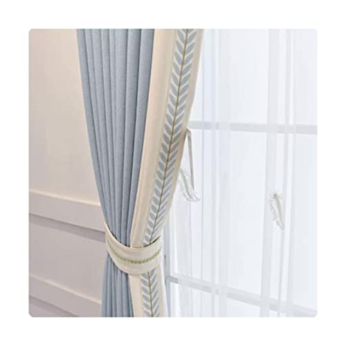 WDCDYQDH Verdicken Sie Moderne Vorhänge Schwarz für Schlafzimmer Weiß Transparent mit Haken Heimdekoration Solide Paneele Isolierung (Grün Größe C) (Blau + Garn von WDCDYQDH
