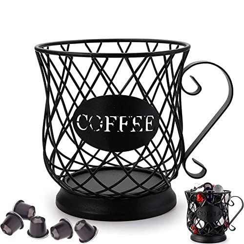 Kaffeekapselkorb, Kaffeekapseln Aufbewahrung, Perfektes Kaffee Dispenser, Grosses Fassungsvermögen (65 Kapseln) Ausgehöhlte Klassische Tassenform Verschönern Sie Ihre Küche von WDDP
