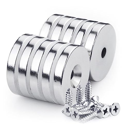 10 Stück 30mm x 5mm Neodym Disc Senkkopf Loch Magnete, 12 kg Zugkraft, Starker Schraubmagnete mit 10 Schrauben zum Basteln, Magnete Zum Schrauben für DIY Craft 10 Stück 30mm x 5mm Neodym Disc Senkkopf Loch Magnete, 12 kg Zugkraft, Starker Schraubmagnete mit 10 Schrauben zum Basteln, Magnete Zum Schrauben für DIY Craft von WDEC
