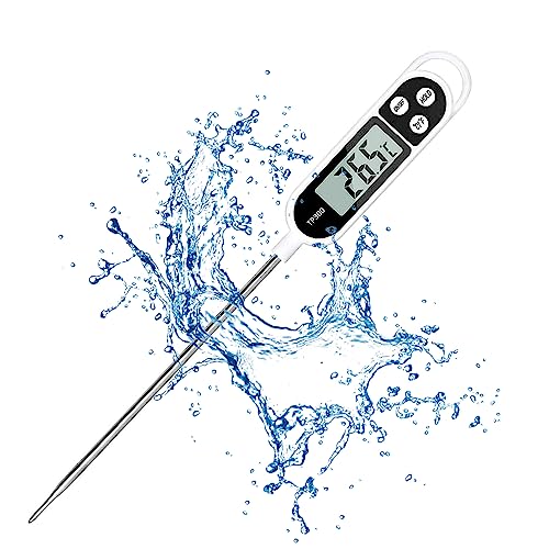 Haushaltsthermometer Kochthermometer mit langer Sonde, Digitale Küchenthermometer, Sofort Lesbar LCD-Bildschirm, °C/°F, Korrosionsschutz Ideales Haushaltsthermometer für Küche Kochen, Babyernährung von WDEC