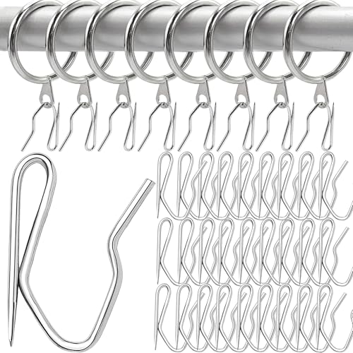 WDEC 100 Stück Falte Vorhänge Haken Metal Curtain Haken 3,2 x 2,2 cm für Fenstervorhang, Türvorhang und Duschvorhang, Metall Vorhanghaken, Gardinenhaken aus Metall, für Fenster von WDEC