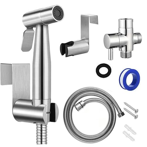WDEC Bidet Handbrause Set, Handbrause Bad Bidet für Bidet Armaturen WC, Edelstahl Gehalten Bidet Sprayer mit 1.5m Schlauch, WC Sprühflasche, Sprayer für Dusche Badezimmer Hygiene Toiletten von WDEC