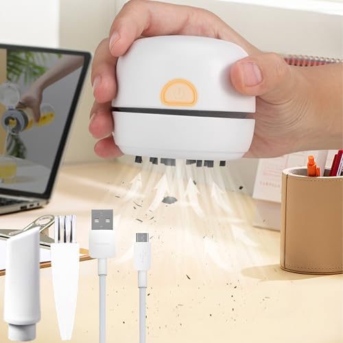 WDEC Desktop Staubsauger, Mini Schreibtisch Staubsauger, Weiß, USB Verdrahtet, Desktop Staubsauger, Tragbarer Drahtloser Mini Staubsauger, Geeignet Für Desktop-Computer, Büros, Autos von WDEC