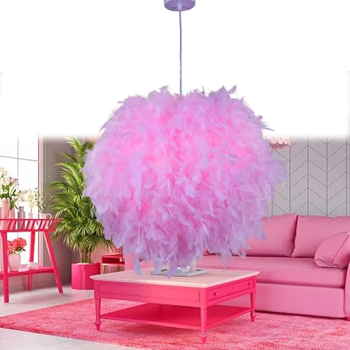 WDEC Rosa Feder Lampen, Weiches Reflektiertes Licht, Federkugel, Flaumig Verträumt Lichtschatten für Tischlampe oder Stehlampe, Schlafzimmer, Hochzeits oder Party Dekoration von WDEC