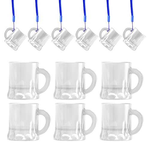 12 Stück Schnapsglas mit Henkel Kunststoff 3CL Schwarz Schnapsbecher Party Schnapsgläser mit 12 Schnapsglaskette Kunststoff Geburtstag Tassen für Junggesellenabschied,Fasching,Mottoparty (Transparent) von WDFCN