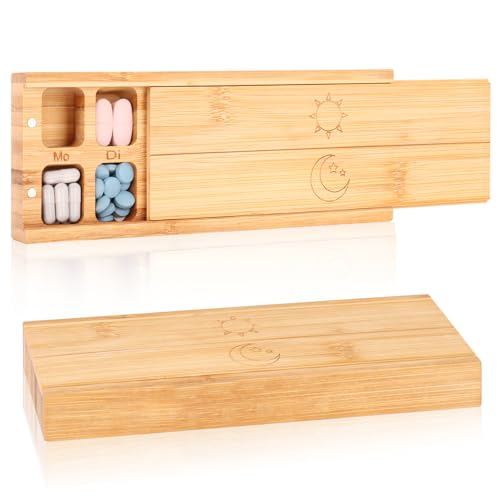 Bambus Medikamentendispenser 7 Fächer mit Magnetischem Deckel Tablettenbox 7 Tage Morgens Abends Holz Pillendose 7 tage Pillenbox Supplement Box ästhetik für Nahrungsergänzungsmittel Vitamine Pillen Bambus Medikamentendispenser 7 Fächer mit Magnetischem Deckel Tablettenbox 7 Tage Morgens Abends Holz Pillendose 7 tage Pillenbox Supplement Box ästhetik für Nahrungsergänzungsmittel Vitamine Pillen von WDFCN