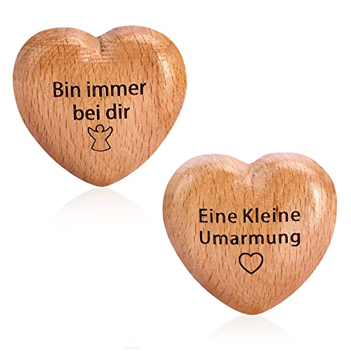 Holz Handschmeichler Herz aus Buchenholz Geschnitzt Doppelseitige Handschmeichler mit Spruch Eine Kleine Umarmung Holz Herz mit Gravur Bin Immer Bei Dir Dekor Geschenke für Familie, Freunde, Paare von WDFCN