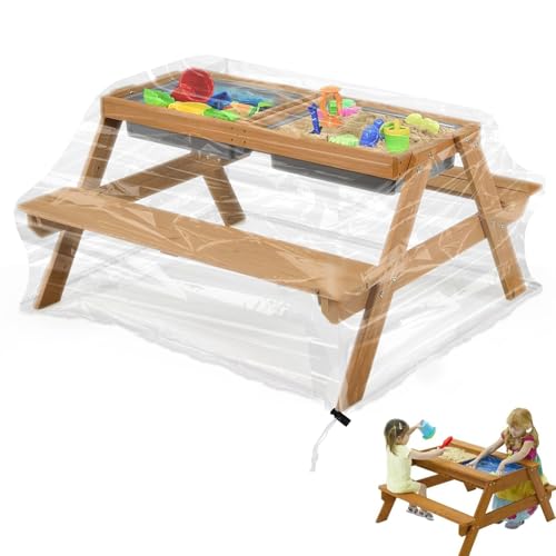 WDFCN Kinder Picknicktisch Abdeckung Kinder Sitzgarnitur Abdeckung Mit Kordelkordel 98 X98 X50cm Abdeckhaube Schutzhülle Wasserdicht Für 3-In-1 Sand Kindersitzgarnitur Outdoor Transparent WDFCN Kinder Picknicktisch Abdeckung Kinder Sitzgarnitur Abdeckung Mit Kordelkordel 98 X98 X50cm Abdeckhaube Schutzhülle Wasserdicht Für 3-In-1 Sand Kindersitzgarnitur Outdoor Transparent von WDFCN